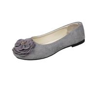 Ballerine da donna, eleganti, in pelle scamosciata, comode, morbide, con punta rotonda, scarpe da lavoro, leggere, traspiranti, classiche, per viaggi e uso quotidiano, grigio., 39 EU