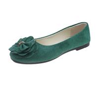 Ballerine da donna eleganti in pelle scamosciata, eleganti scarpe da balletto con fiocco, punta rotonda, comode, tacco piatto, scarpe basse con comoda fodera interna, belle scarpe da sposa, verde, 36