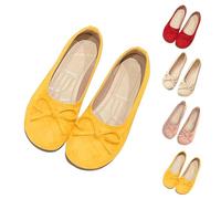 Ballerine da donna eleganti Mary Jane, con fiocco, eleganti, comode, da barca, leggere, per il tempo libero, mocassini in pelle scamosciata, scarpe da matrimonio antiscivolo, giallo., 42 EU