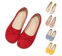 Ballerine da donna eleganti Mary Jane, con fiocco, eleganti, comode, da barca, leggere, per il tempo libero, mocassini in pelle scamosciata, scarpe da matrimonio antiscivolo, Colore: rosso, 38 EU