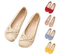 Ballerine da donna eleganti Mary Jane, con fiocco, eleganti, comode, da barca, leggere, per il tempo libero, mocassini in pelle scamosciata, scarpe da matrimonio antiscivolo, beige., 40 EU
