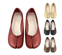 Ballerine da donna in pelle morbida: scarpe piatte con suola divisa, comode e morbide, scarpe estive, eleganti, leggere, traspiranti, larghe H, scarpe da ballo per tutti i giorni, abiti eleganti