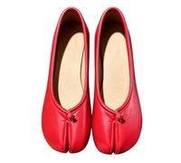 Ballerine da donna in pelle morbida, suola divisa, comode e morbide, scarpe estive, eleganti, leggere, traspiranti, larghe H, scarpe da ballo per tutti i giorni, abiti eleganti, Rosso 1, 38 EU