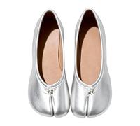 Ballerine da donna in pelle morbida, suola divisa, comode e morbide, scarpe estive, eleganti, leggere, traspiranti, larghe H, scarpe da ballo per tutti i giorni, abiti eleganti, Argento1., 40 EU