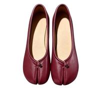 Ballerine da donna in pelle morbida, suola divisa, comode e morbide, scarpe estive, eleganti, leggere, traspiranti, larghe H, scarpe da ballo per tutti i giorni, abiti eleganti, Vino 2, 38 EU