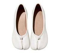 Ballerine da donna in pelle morbida, suola divisa, comode e morbide, scarpe estive, eleganti, leggere, traspiranti, larghe H, scarpe da ballo per tutti i giorni, abiti eleganti, Bianco 1, 35 EU