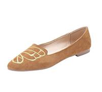 Ballerine da donna in pelle scamosciata, morbide e piatte, con tacco basso, scarpe da ballo, eleganti scarpe da sera, senza lacci, slip on, marrone, 36 EU