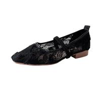 Ballerine da donna in rete oro scarpe basse da donna eleganti in pizzo a rete punta rotonda con lacci casual pannelli traspiranti comode tutto il giorno scarpe pieghevoli ufficio estate, Nero , 37.5