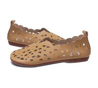 Ballerine da donna in rete oro scarpe basse da donna vuote casual piccole comode traspiranti ortopediche mocassini sandali scarpe da guida pompe pieghevoli da indossare tutti i giorni estate, Marrone