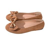 Ballerine da donna, per matrimonio, da sposa, con fiocco, suola morbida, scarpe piatte, eleganti e comode, per il tempo libero, cachi, 38 EU