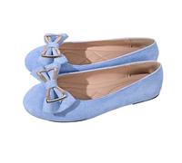 Ballerine da donna, per matrimonio, da sposa, con fiocco, suola morbida, scarpe piatte, eleganti e comode, per il tempo libero, Azzurro, 42 EU