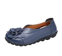 Ballerine da donna piatte in pelle ballerina da donna comode scarpe comode da danza antiscivolo da basket senza lacci sport elegante scarpa da passeggio running mocassini mocassini slip on, 01 Blu