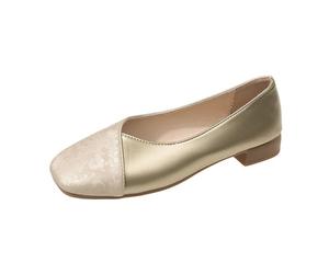 Ballerine da donna, scarpe basse, pizzo quadrato, patchwork, scarpe da ballo basse, leggere, in pelle morbida, comode, scarpe basse, slip on Loafers, eleganti scarpe da sposa per donna, beige., 38 EU