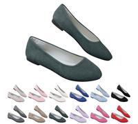 Ballerine da donna, semplici e casual, in tinta unita, ballerine, da lavoro, elegante, per ufficio, formale, comode, a punta, senza lacci, in pelle scamosciata, Verde scuro, 39.5 EU