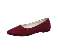 Ballerine da donna UK Slip On Tinta unita Camoscio Décolleté Casual Lavoro Ufficio Punta Chiusa Scarpe da passeggio Piatte Comode Signore Ragazze Dolly Ballet Ballerina Mocassini, A23 Vino, 36.5 EU