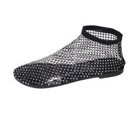 Ballerine da Donna Ultra Confortevoli in Rete con Gemme Lucide, Scarpe in Rete Elastica luccicante, Scarpe in Rete Elastica Glitterata, Slip Pieghevoli con Tacco Basso e Leggere (Color : Black, Size