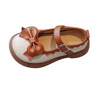 Ballerine da ragazza, Mary Jane, scarpe basse per bambine, in gomma, ballerine, scarpe basse per feste, con fiocco, marrone, 23 EU