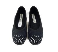 Ballerine Donna in Velluto Nero con Strass Zeppa Bassa Antiscivolo EMANUELA