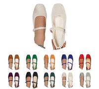 Ballerine Donna Punta Quadrata con Cinturino - Ballerina Comode Pianta Larga Scarpe Mary Jane Eleganti Scarpe Basse Estive Flats Scarpe da Ballo Chiuse Sandali Slip Ins Scarpe Decollete Senza Lacci