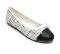 Ballerine Élégantes in tweed avec Bout Contrasté e Nœud Décoratif - Style Chic and Intemporel È un tocco senza tempo, un'esperienza senza tempo, un abbinamento perfetto per le ballerine e un design pr