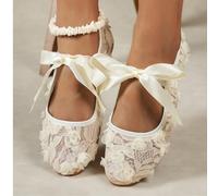 Ballerine eleganti da donna per l'autunno/inverno con fiocco in pizzo a rete, con fiore 3D a rosa, scarpe Mary Jane traforate e traspiranti, comode per matrimoni e uso quotidiano CN36,CN37,CN38,CN39,C