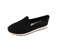 Ballerine estive da donna, scarpe basse da ballo chiuse, a maglia, slipper per ginnastica, eleganti, comode, scarpe da barca traspiranti, antiscivolo, Nero , 37 EU