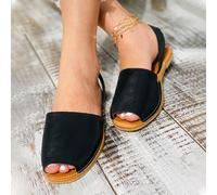 Ballerine nere da donna per l'autunno/inverno, vacanza, con dettagli a punto, con punta aperta e cinturino alla schiava EUR36,EUR37,EUR38,EUR39,EUR40,EUR41,EUR42,EUR43Colore unico