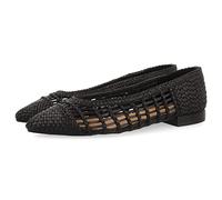 Ballerine Nere in Pelle Intrecciata con Allacciatura per Donna sagada