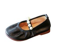 Ballerine per bambini e bambine, 28 decorazioni con perle, eleganti scarpe da principessa, classiche Mary Jane, per matrimoni, feste, feste, suola morbida, antiscivolo, scarpe da scuola, Nero , 26 EU