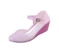 Ballerine Sandali Donna Scarpe Piatte Meduse e Babies Traslucidi con Paillettes Punta Chiusa Flangia Caviglia con Fibbia, Pizzo traforato, Piccolo Zeppe | Festa Cerimonia Vacanze Estate, 01 Viola, 39