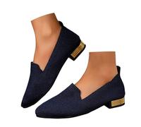 Ballerine, scarpe da donna, traspiranti, motivo forato, per il tempo libero, leggere, eleganti, da donna, a maglia piatta, O blu navy, 39 EU
