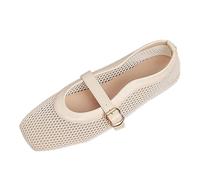 Ballerine Traspiranti in Mesh, Modello Mary Jane, con Punta Quadrata, Slip-on, comode Casual. (White, 41)