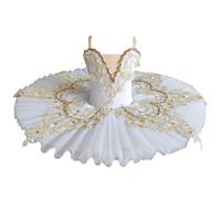 Ballet Dance Tutu Dress, Bianco Lago dei Cigni Tutu Costumi Piatto Pancake Tutu Ballerina Vestito da Partito per Le Prestazioni,Bianca,100