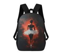 Ballet Dancer in Red Ballet Passion in Shadows Zaino Scolastico Zaino Per Bambini Borsa Scolastica Di Grande Capacità Zaino Per Bambini Per La Scuola Zaino 3D Borsa Per Libri Regali Per Bambini 17inc
