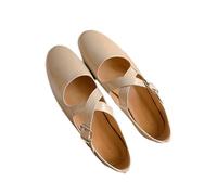 Balletti in Pelle da Donna, con Un Design Mary Jane di Punta Rotonda Chiusa, con Un Cinturino a Croce e Un Facile Slip-on, Adatto per Occasioni Casual a Elegante