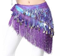 Ballo di Pancia Sciarpe Hip Skirt, Accessori for la sciarpa dell'anca di danza del ventre delle donne della signora Gonna con cintura a 3 file con monete tono di danza del ventre dorata Avvolgere la c