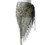 Ballo di Pancia Sciarpe Hip Skirt, Cintura di Danza del Ventre con Nappe Colorate con Paillettes Spettacolo di Costumi Sciarpa di Danza del Ventre for Le Donne Gonna da Ballo Catene in Vita(Glod)