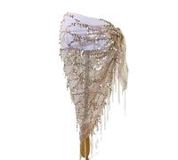 Ballo di Pancia Sciarpe Hip Skirt, Cintura di Danza del Ventre con Nappe Colorate con Paillettes Spettacolo di Costumi Sciarpa di Danza del Ventre for Le Donne Gonna da Ballo Catene in Vita(Beige)