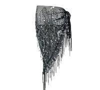Ballo di Pancia Sciarpe Hip Skirt, Cintura di Danza del Ventre con Nappe Colorate con Paillettes Spettacolo di Costumi Sciarpa di Danza del Ventre for Le Donne Gonna da Ballo Catene in Vita(Silver)