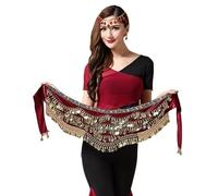 Ballo di Pancia Sciarpe Hip Skirt, Cintura di danza del ventre dolce da donna La più recente sciarpa di danza del ventre in seta di vetro multicolore Sciarpa di cristallo con catena di danza del ventr