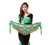 Ballo di Pancia Sciarpe Hip Skirt, Cintura di danza del ventre dolce da donna La più recente sciarpa di danza del ventre in seta di vetro multicolore Sciarpa di cristallo con catena di danza del ventr