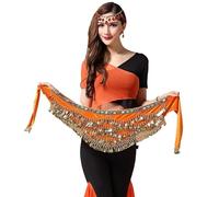 Ballo di Pancia Sciarpe Hip Skirt, Cintura di danza del ventre dolce da donna La più recente sciarpa di danza del ventre in seta di vetro multicolore Sciarpa di cristallo con catena di danza del ventr