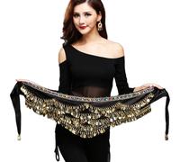 Ballo di Pancia Sciarpe Hip Skirt, Cintura di danza del ventre dolce da donna La più recente sciarpa di danza del ventre in seta di vetro multicolore Sciarpa di cristallo con catena di danza del ventr