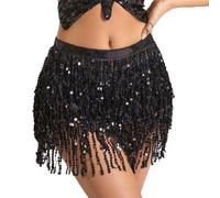 Ballo di Pancia Sciarpe Hip Skirt, Gonna con frange con paillettes for le donne Accessori gonna di danza del ventre Cintura con frange con paillettes Sciarpa Catena in vita Spettacolo di danza del ven