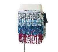 Ballo di Pancia Sciarpe Hip Skirt, Gonna con frange con paillettes for le donne Accessori gonna di danza del ventre Cintura con frange con paillettes Sciarpa Catena in vita Spettacolo di danza del ven