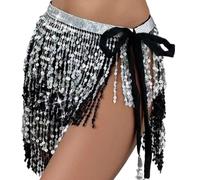 Ballo di Pancia Sciarpe Hip Skirt, Gonna con frange con paillettes for le donne Accessori gonna di danza del ventre Cintura con frange con paillettes Sciarpa Catena in vita Spettacolo di danza del ven