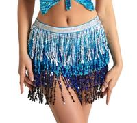 Ballo di Pancia Sciarpe Hip Skirt, Gonna con frange con paillettes for le donne Accessori gonna di danza del ventre Cintura con frange con paillettes Sciarpa Catena in vita Spettacolo di danza del ven