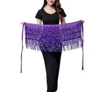 Ballo di Pancia Sciarpe Hip Skirt, Lady Women Danza del ventre Abito Cintura a catena in vita Hula lucida Spettacolo teatrale Accessori Costume di danza del ventre Prop Gonna di danza del ventre(Purpl
