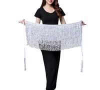 Ballo di Pancia Sciarpe Hip Skirt, Lady Women Danza del ventre Abito Cintura a catena in vita Hula lucida Spettacolo teatrale Accessori Costume di danza del ventre Prop Gonna di danza del ventre(Silve