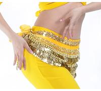 Ballo di Pancia Sciarpe Hip Skirt, Sciarpa dell'anca di forma d'onda di danza del ventre delle donne con gonna avvolgente di monete d'argento Pesante Nosiy Danza del ventre Catena di vita Costume Spet